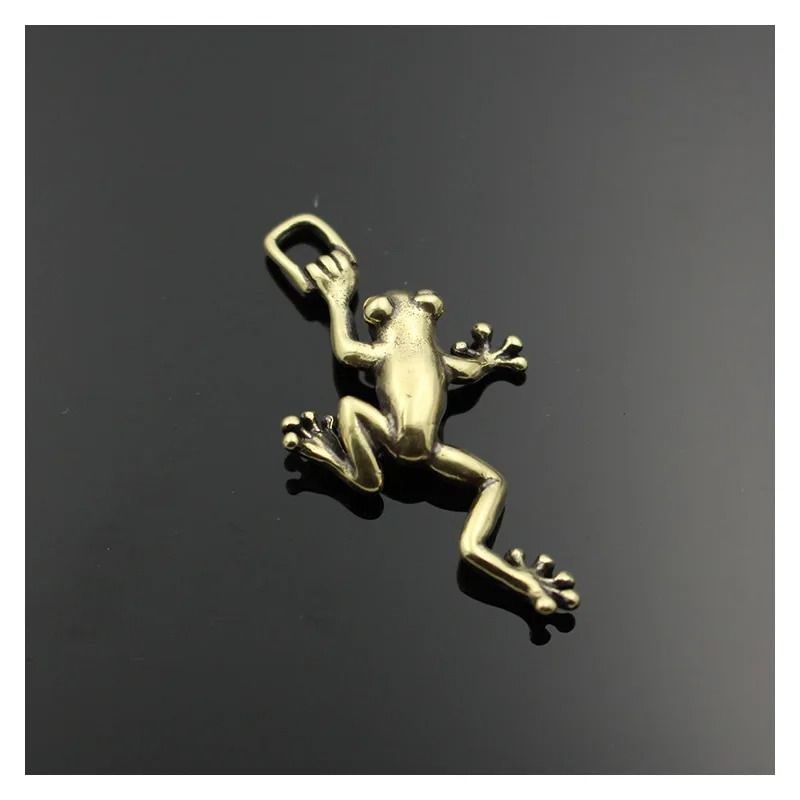 Vintage Brass Frog Keychain Pendant Mini Climbing Frog Ornament 6