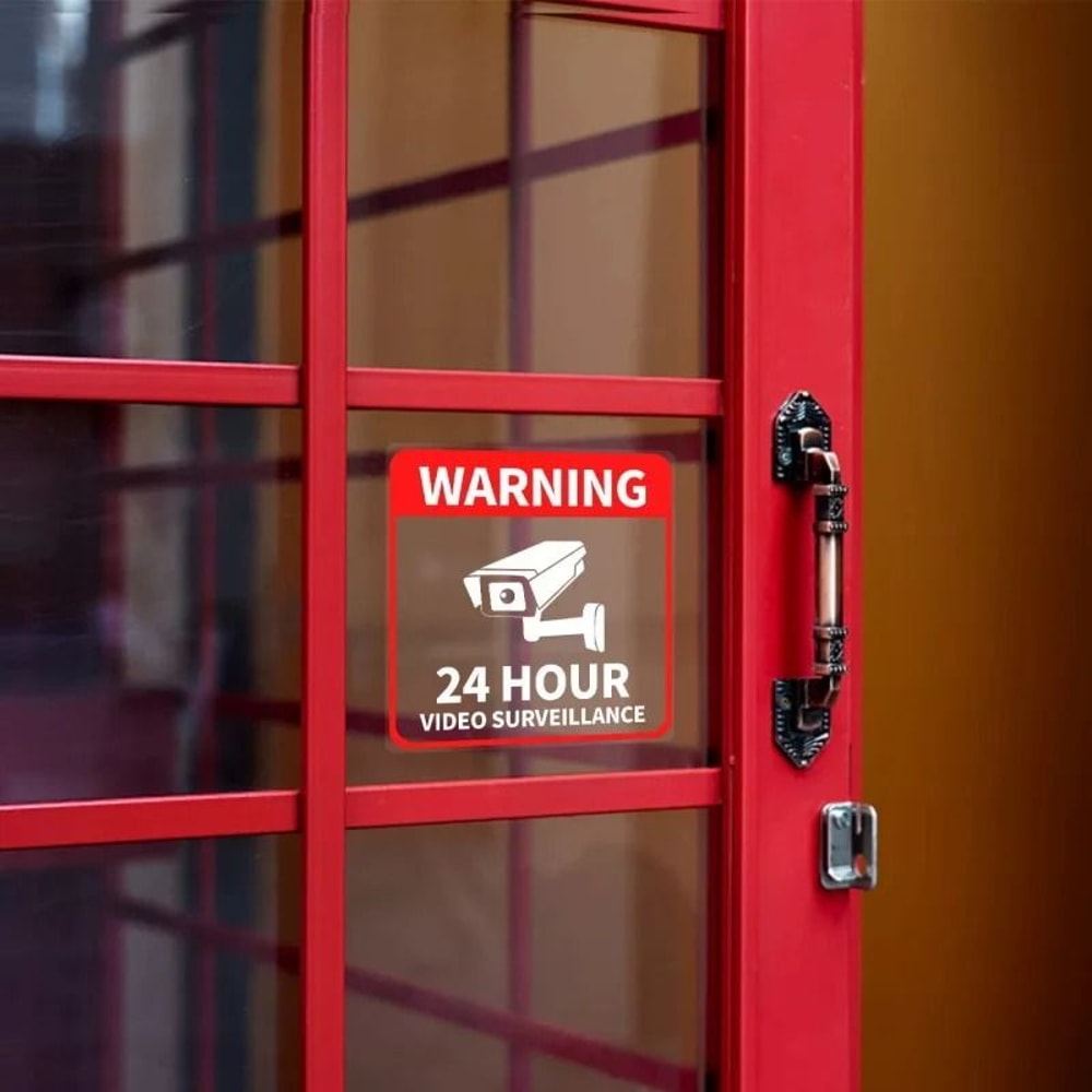 24 Hour Video Surveillance Warning Stickers Waterproof Security Signs Pack 3