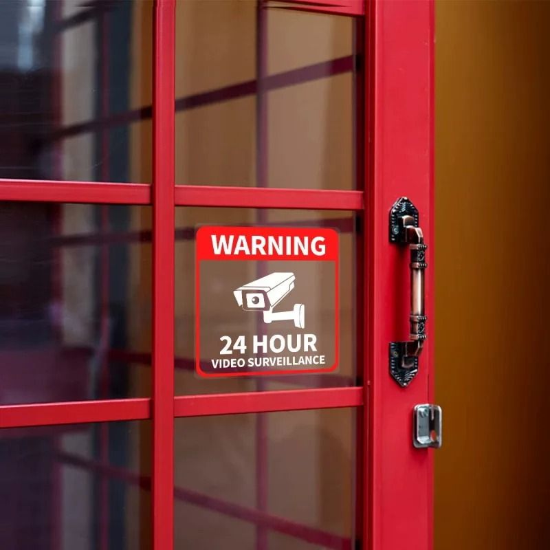 24 Hour Video Surveillance Warning Stickers Waterproof Security Signs Pack 3