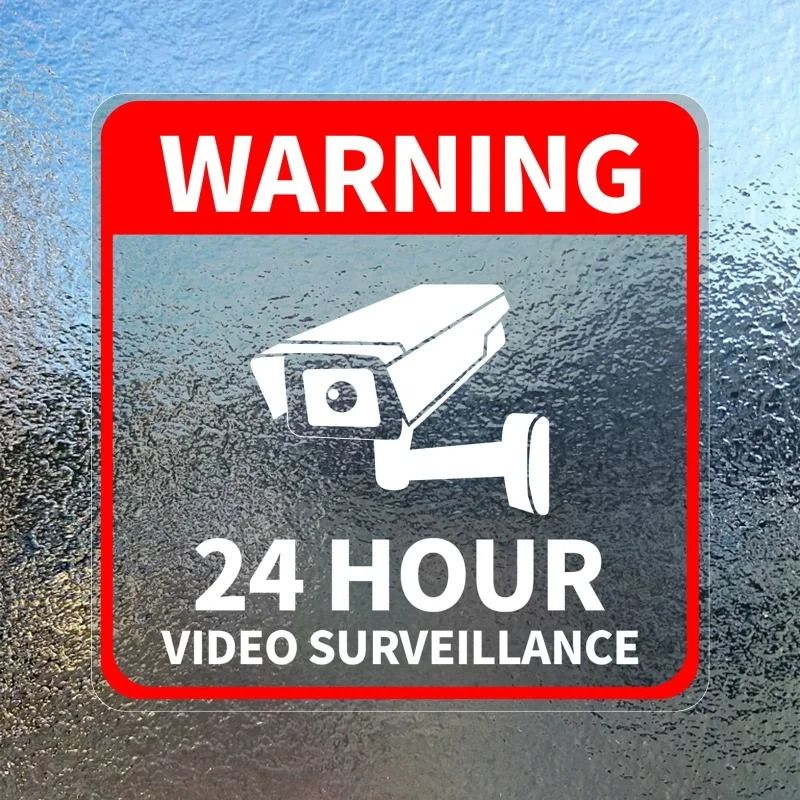 24 Hour Video Surveillance Warning Stickers Waterproof Security Signs Pack 7