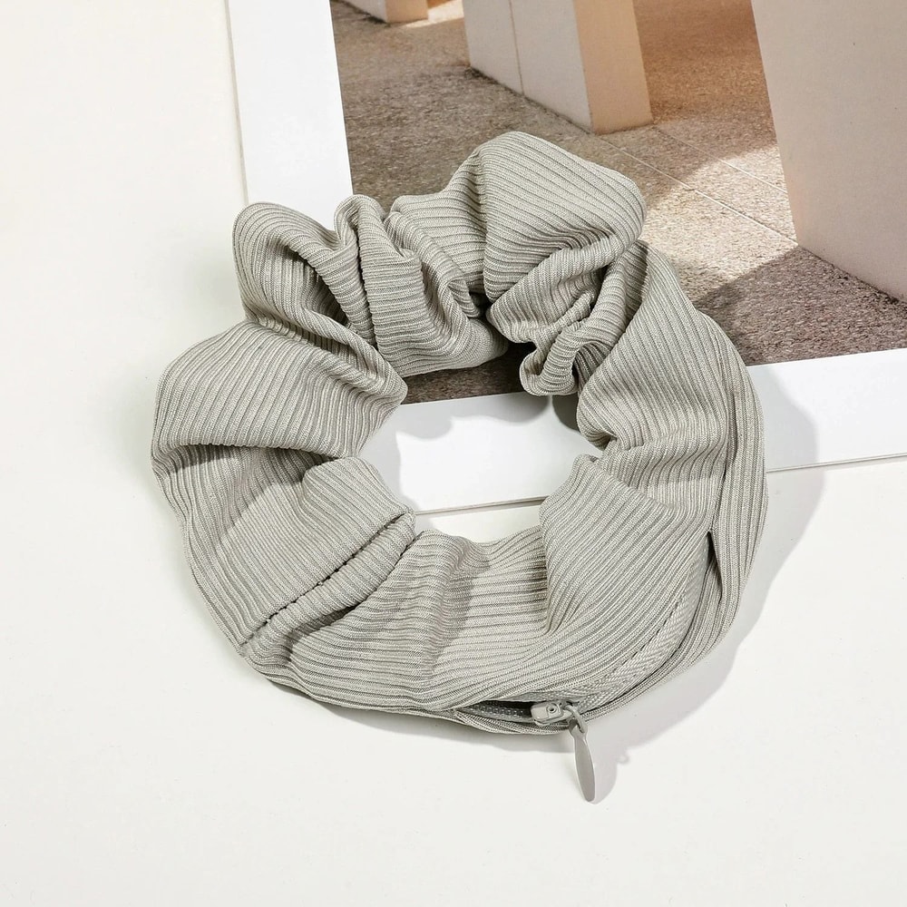 Hidden Zipper Hair Scrunchie Safe Portable Storage For Cash And Jewelry 3