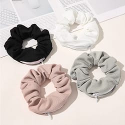 hidden zipper hair scrunchie safe portable storage for cash and jewelry