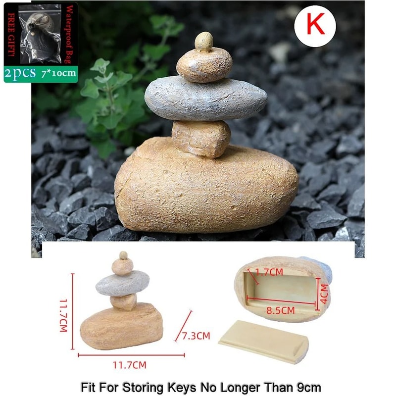 Stone Shape Hidden Key Safe Box With Secret Storage Compartment 9