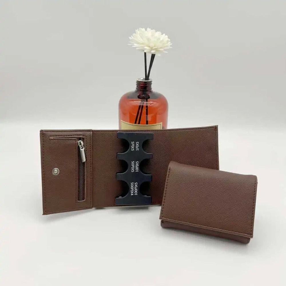 Portable Coin Clip Wallet Tri Fold Card Case With Loss Prevention Design 1