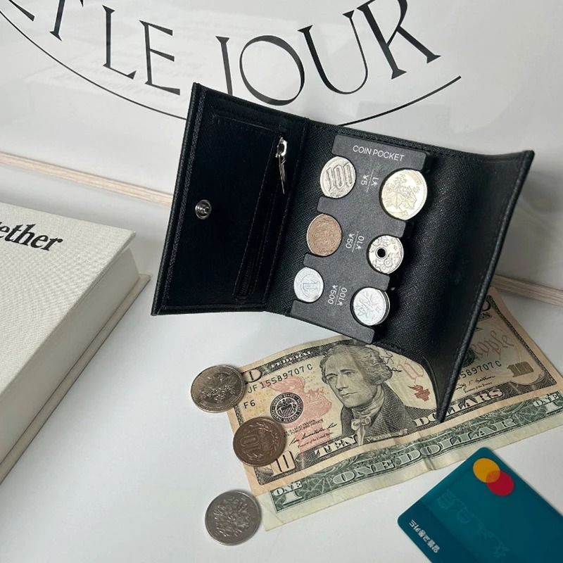 Portable Coin Clip Wallet Tri Fold Card Case With Loss Prevention Design 11