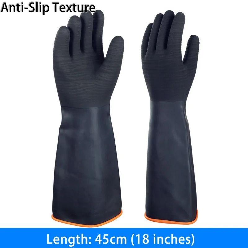 Heavy Duty Chemical Resistant Latex Work Gloves Acid Alkali Oil Protection 3