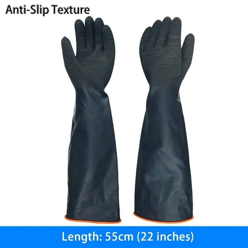 Heavy Duty Chemical Resistant Latex Work Gloves Acid Alkali Oil Protection 4