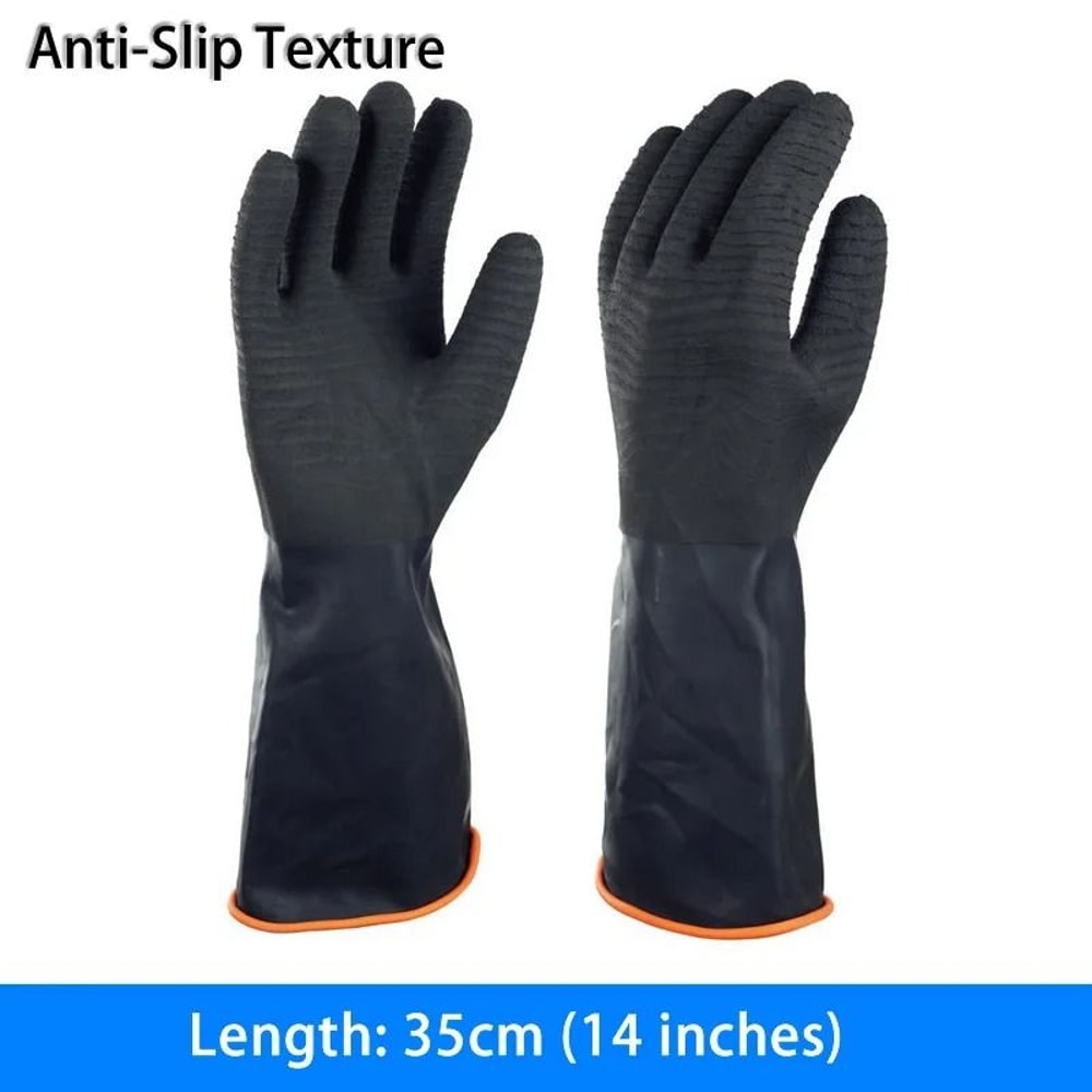 Heavy Duty Chemical Resistant Latex Work Gloves Acid Alkali Oil Protection 1