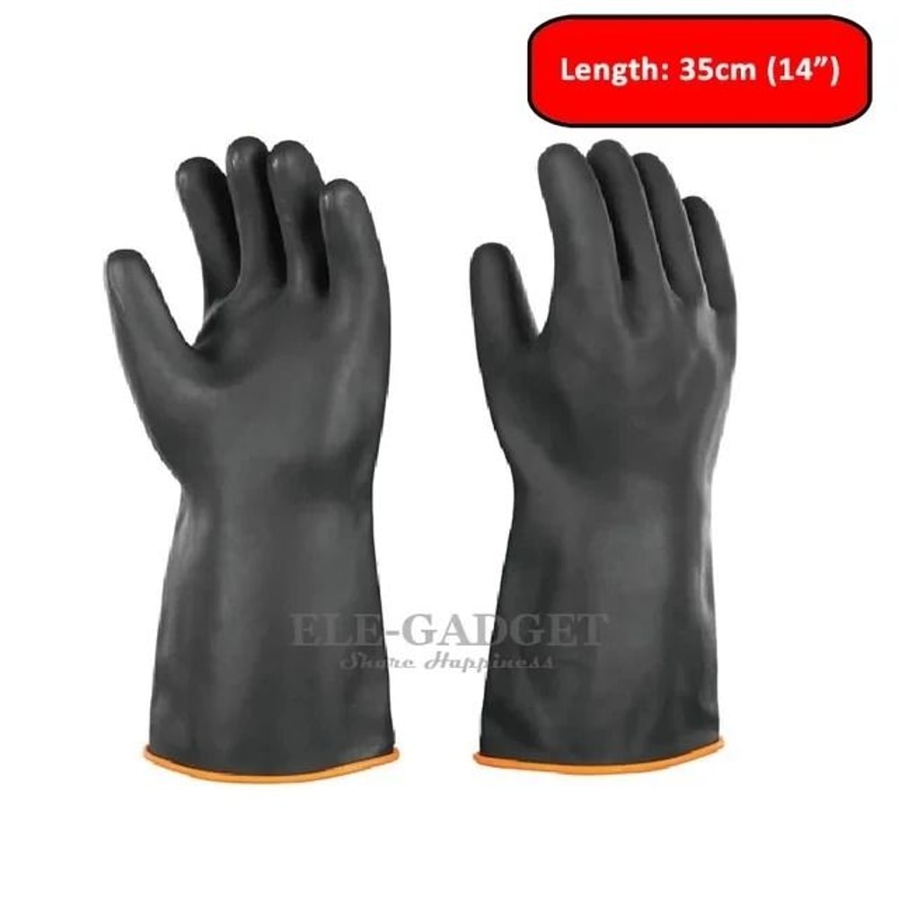 Heavy Duty Chemical Resistant Latex Work Gloves Acid Alkali Oil Protection 2