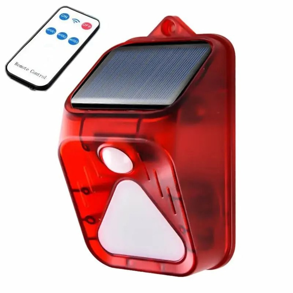Solar Powered Motion Sensor Alarm With Siren And Strobe Light For Outdoor Security 2