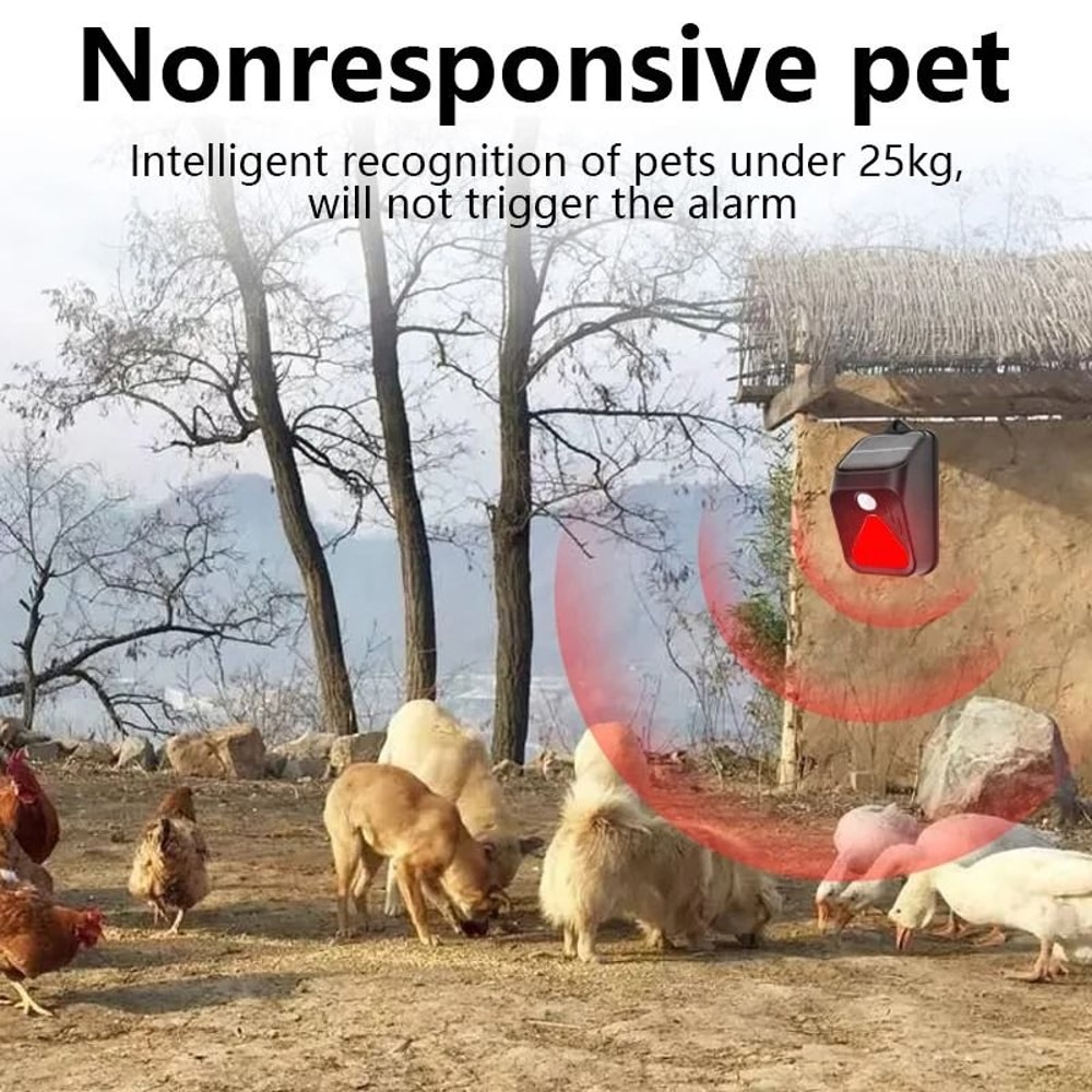 Solar Powered Motion Sensor Alarm With Siren And Strobe Light For Outdoor Security 5