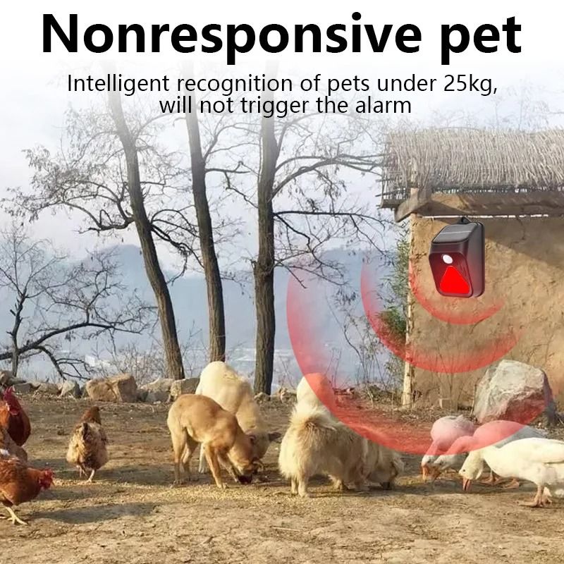 Solar Powered Motion Sensor Alarm With Siren And Strobe Light For Outdoor Security 5