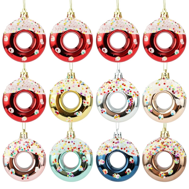 Christmas Tree Donut Ornaments Set Cute Candy Hanging Decorations 0