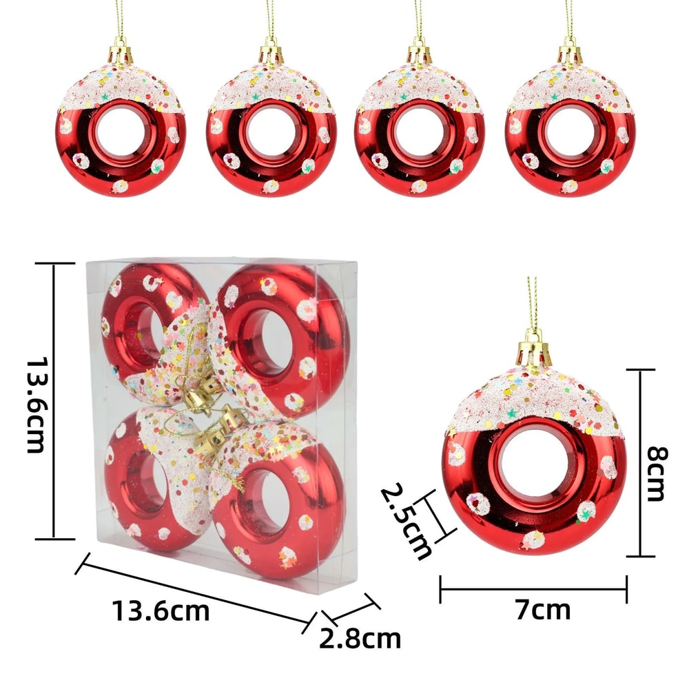 Christmas Tree Donut Ornaments Set Cute Candy Hanging Decorations 6