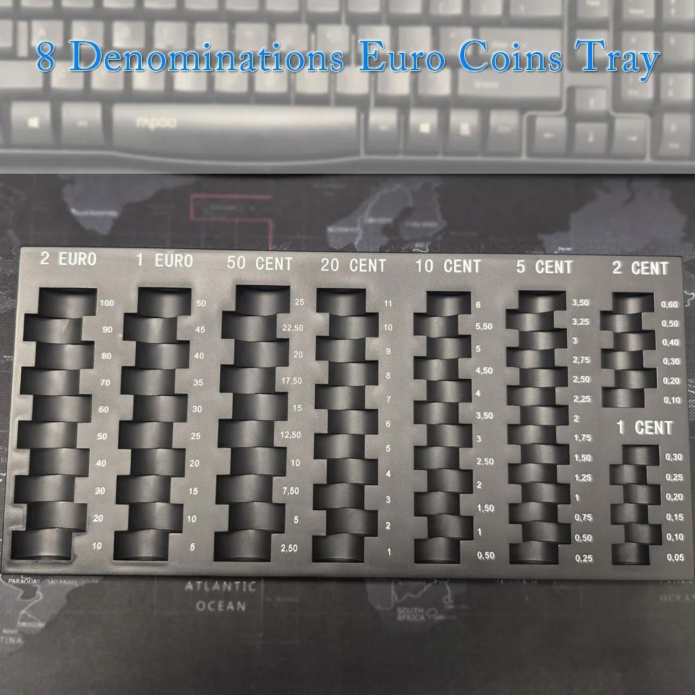 Euro Coin Storage Tray 8 Denomination Self Counting Cash Organizer 3