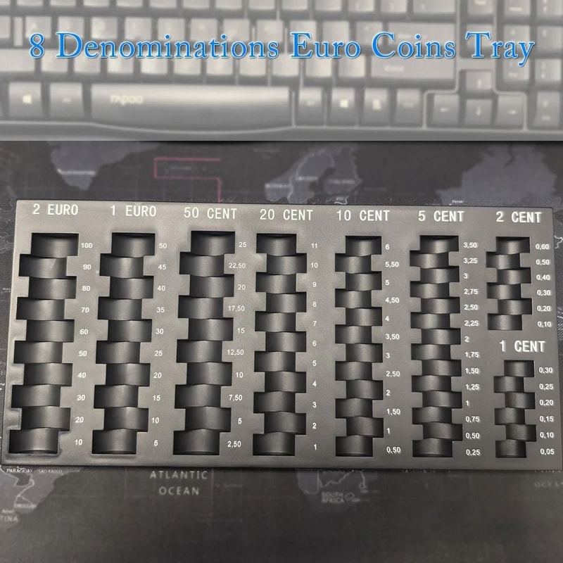 Euro Coin Storage Tray 8 Denomination Self Counting Cash Organizer 3