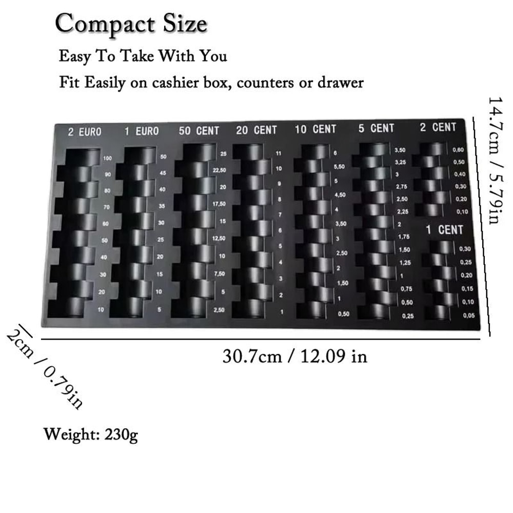 Euro Coin Storage Tray 8 Denomination Self Counting Cash Organizer 5