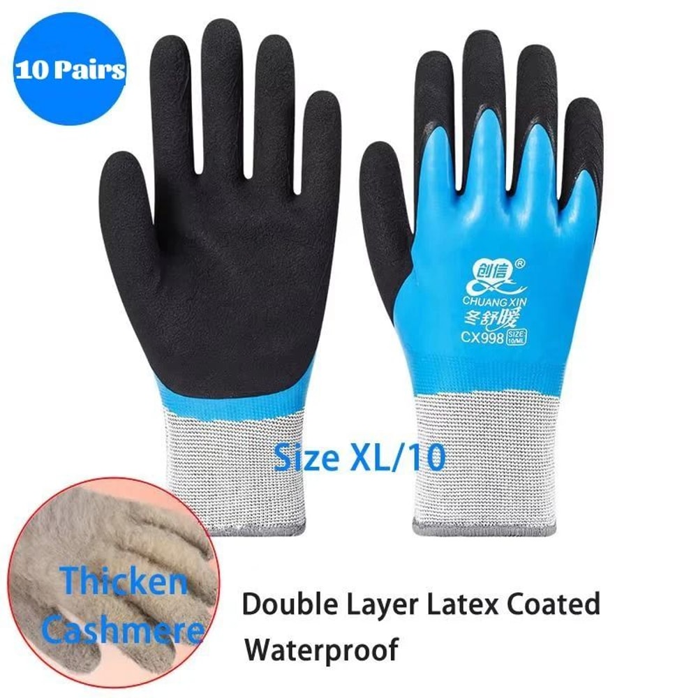 Winter Thermal Waterproof Work Gloves With Anti Slip Grip 10 Pair Set 2