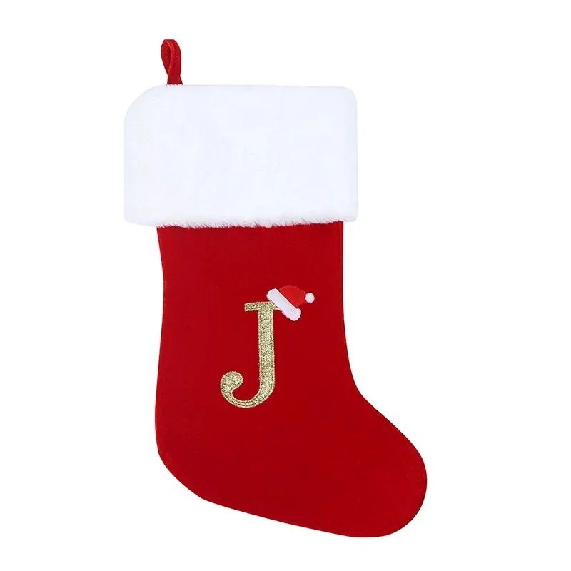 Personalized Alphabet Christmas Stocking Gift Bag Hanging Ornament 9