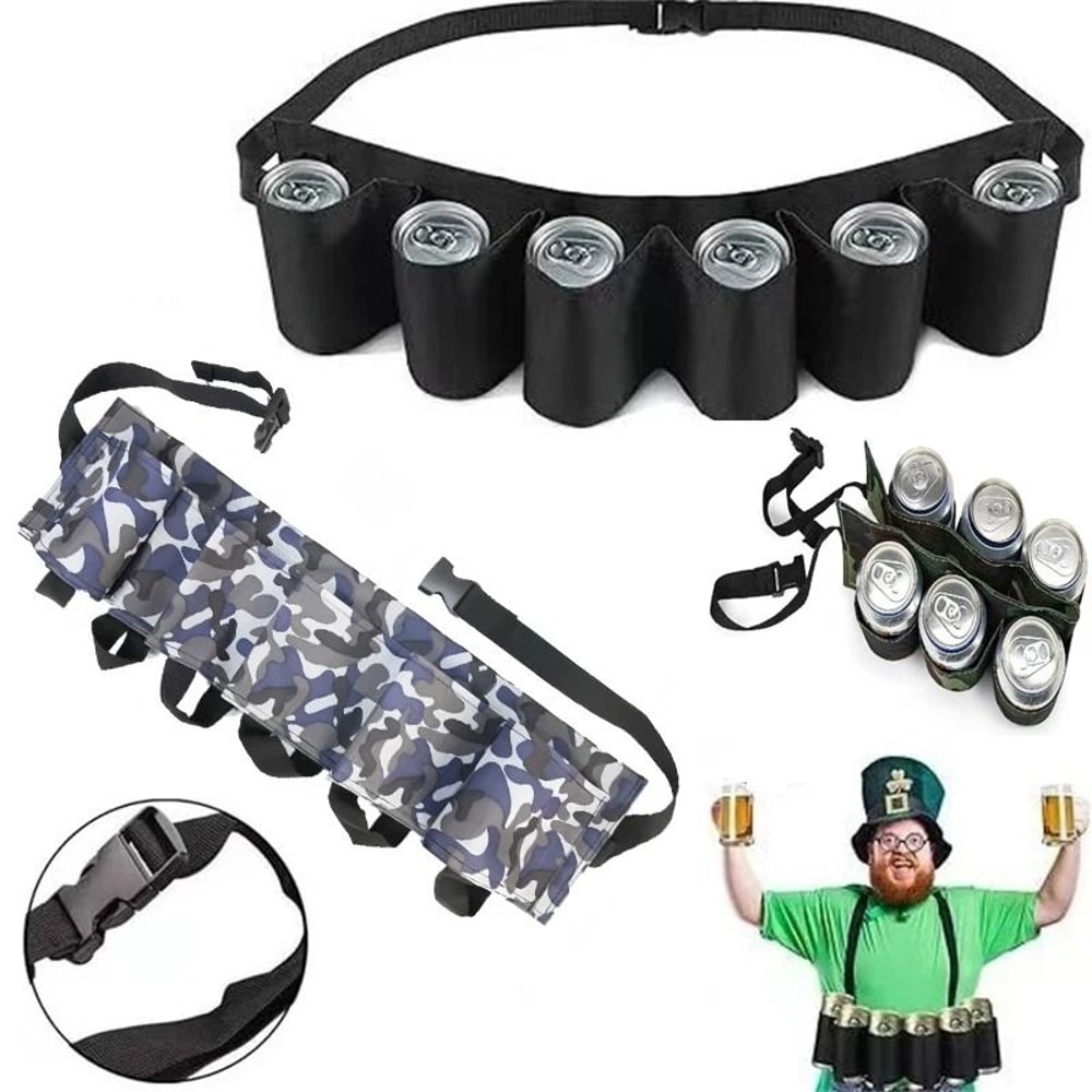 6 Pocket Adjustable Beverage Waist Holder For Outdoor Parties 10