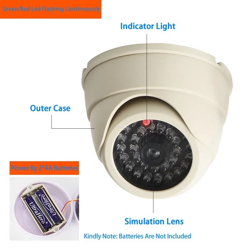 Dummy Dome CCTV Camera With Flashing LED Security Decoy 7