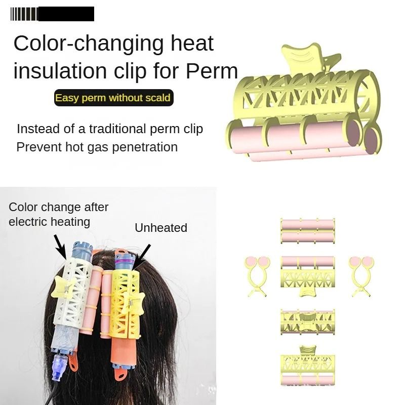 Professional Hair Perm Rods And Roller Clips Heatproof Curling Set 6