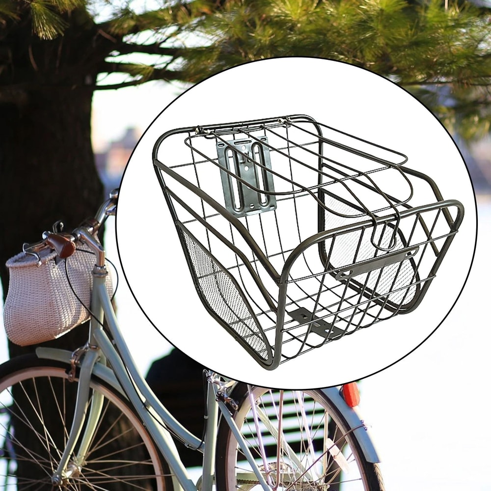 Large Bike Rear Basket With Lid Metal Pannier For Electric And City Bikes 5
