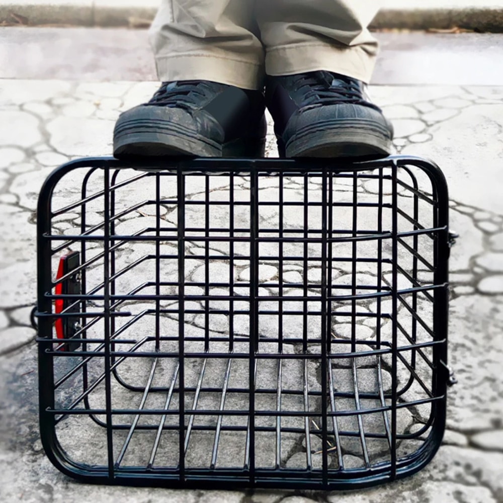 Large Bike Rear Basket With Lid Metal Pannier For Electric And City Bikes 6