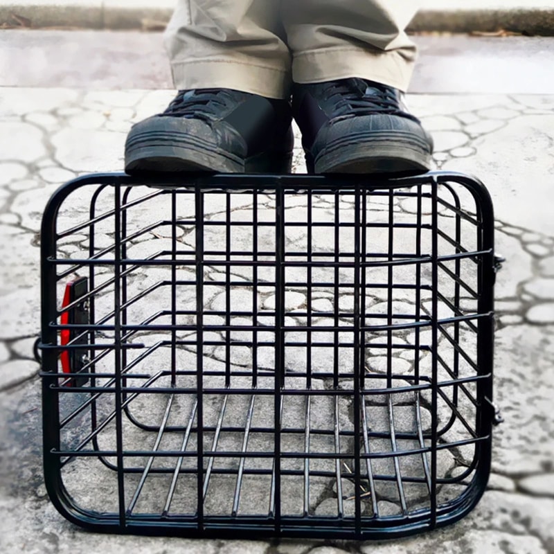 Large Bike Rear Basket With Lid Metal Pannier For Electric And City Bikes 6