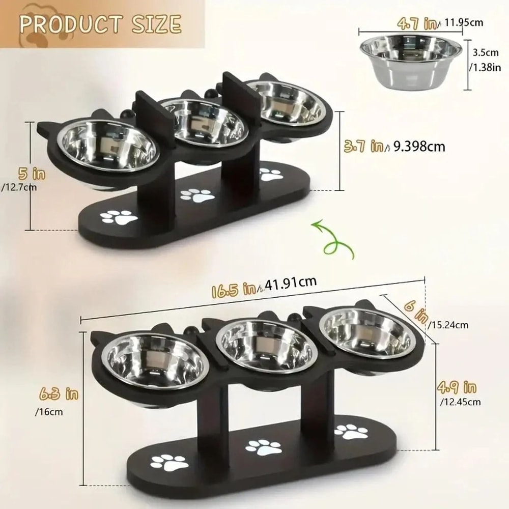 Adjustable Elevated Cat Bowls Feeder For Comfortable Feeding 5