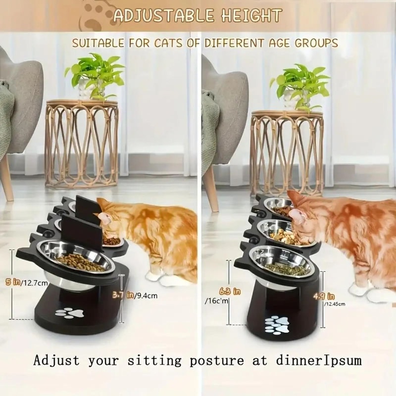 Adjustable Elevated Cat Bowls Feeder For Comfortable Feeding 7
