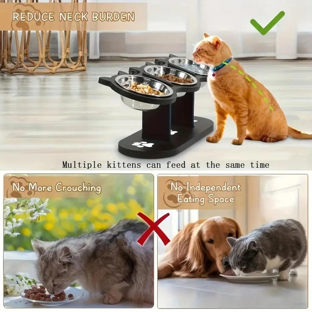 Adjustable Elevated Cat Bowls Feeder For Comfortable Feeding 8