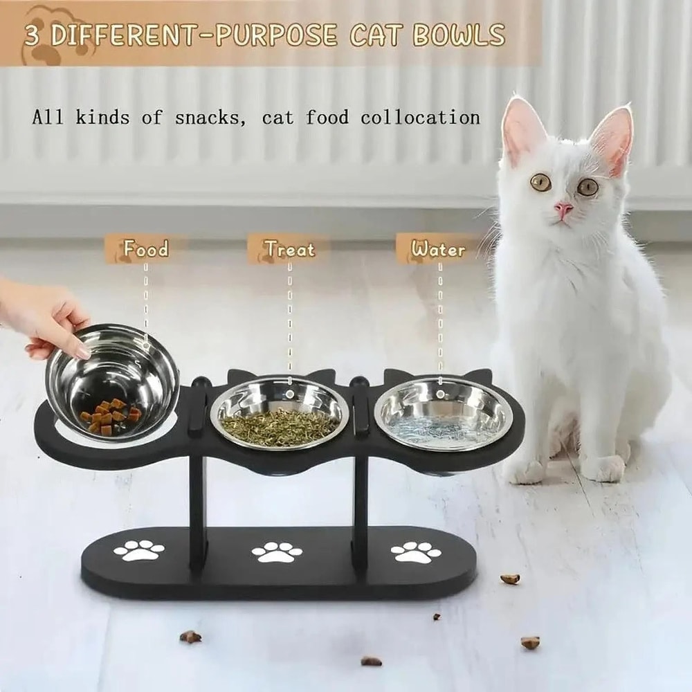 Adjustable Elevated Cat Bowls Feeder For Comfortable Feeding 0