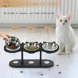 adjustable elevated cat bowls feeder for comfortable feeding
