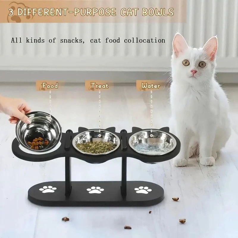 Adjustable Elevated Cat Bowls Feeder For Comfortable Feeding 0