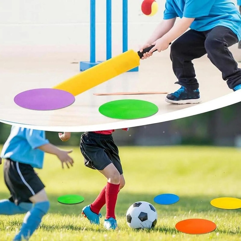 50 Piece Flat Training Cones Non Skid Sports Spot Markers Set 6