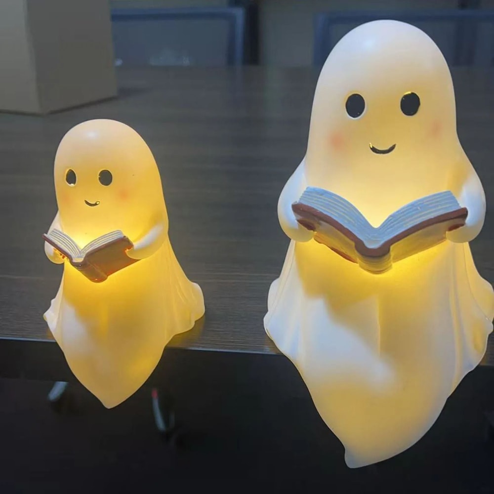 Ghost Reading Book Lamp Halloween Decorative Light Figure 9