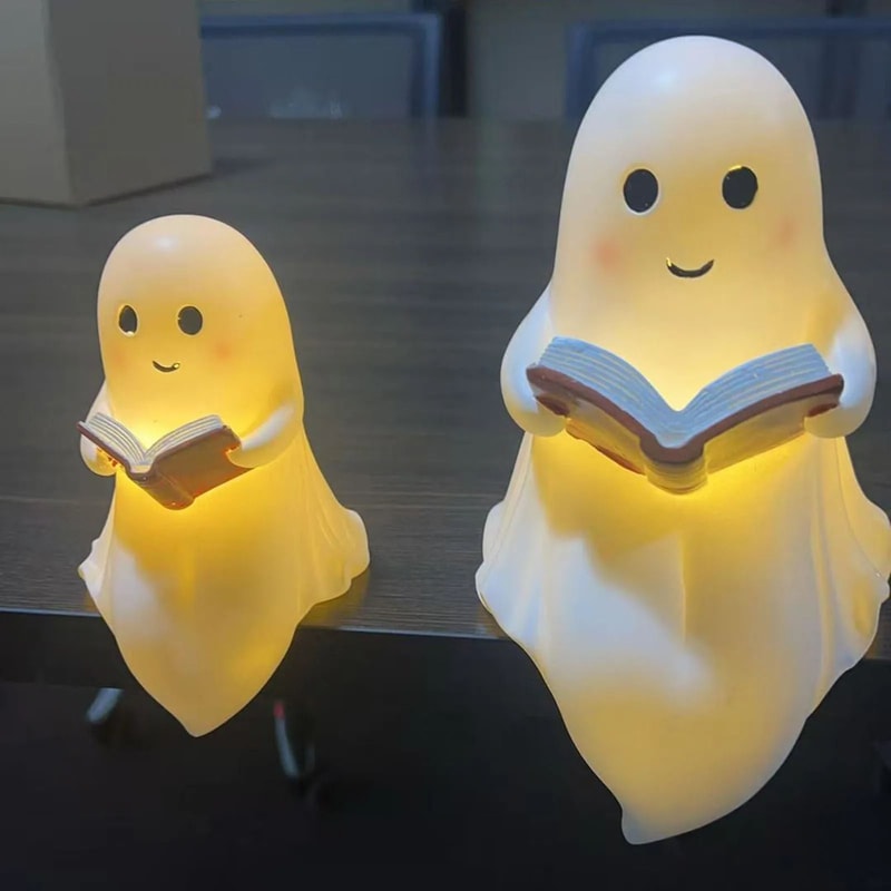 Ghost Reading Book Lamp Halloween Decorative Light Figure 9