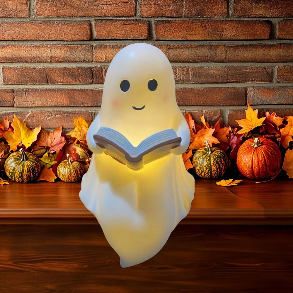 Ghost Reading Book Lamp Halloween Decorative Light Figure 6