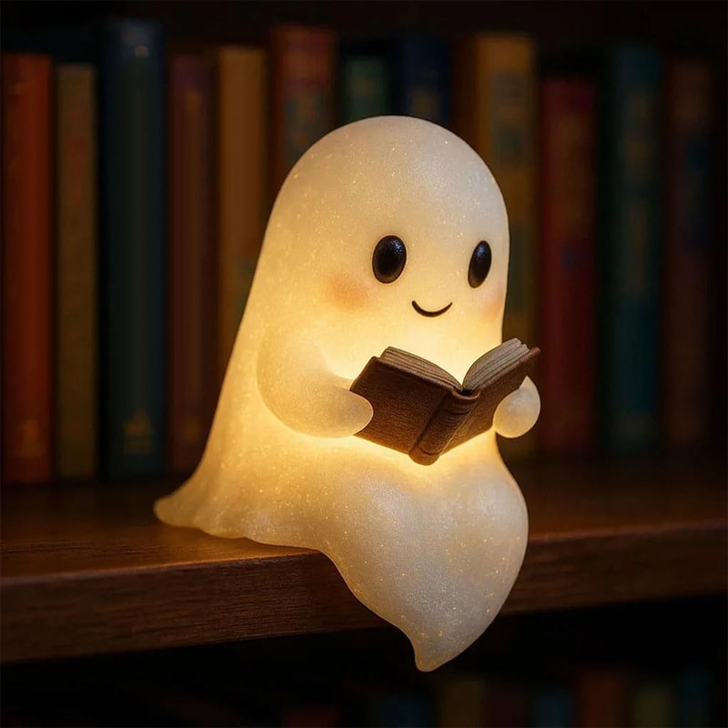 Ghost Reading Book Lamp Halloween Decorative Light Figure 8