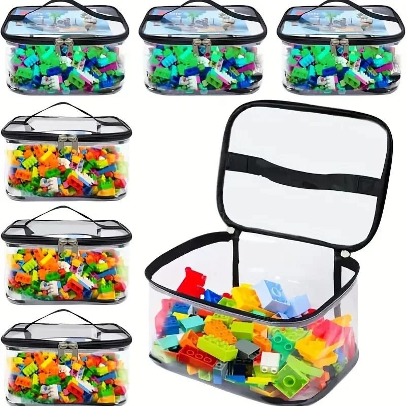 Large Transparent Mesh Toy Storage Bag With Zipper For Blocks And Puzzles 0
