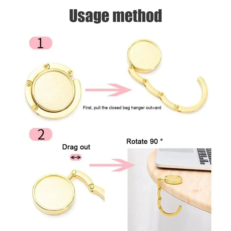 Portable Folding Handbag Holder Hook For Table And Travel Use 13