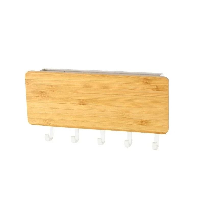 Wall Hanging Bamboo Key Hanger Organizer With Hooks For Entryway 4