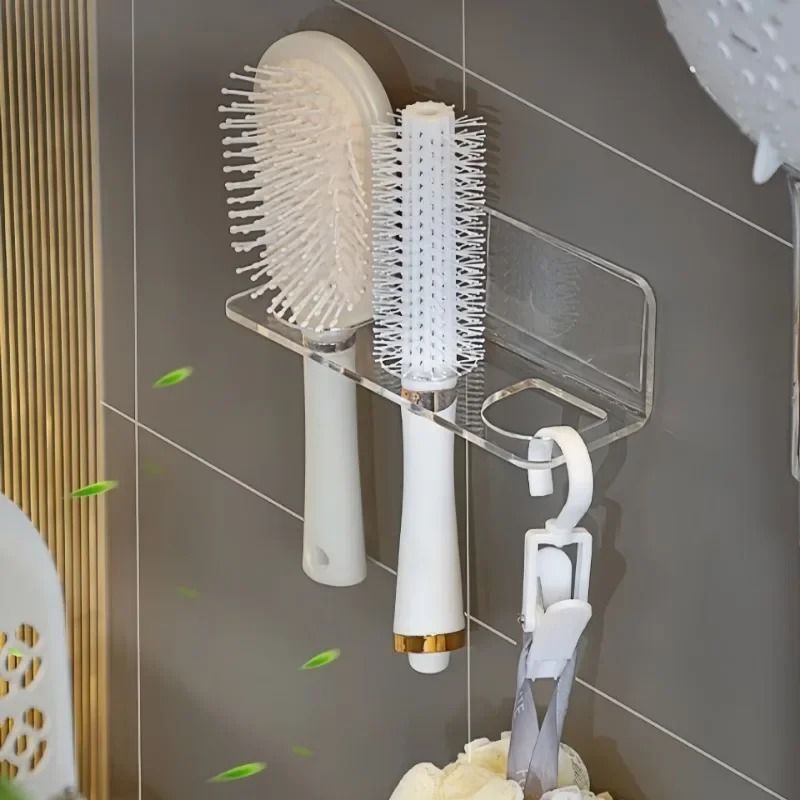 Clear Acrylic Comb Holder Organizer Wall Mounted Hair Brush Storage Shelf 1