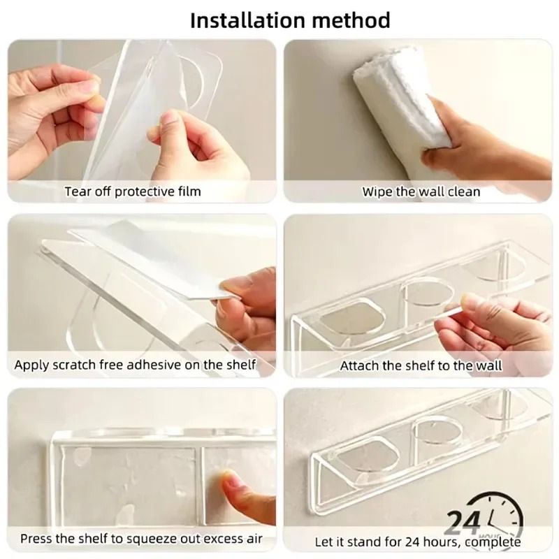 Clear Acrylic Comb Holder Organizer Wall Mounted Hair Brush Storage Shelf 3