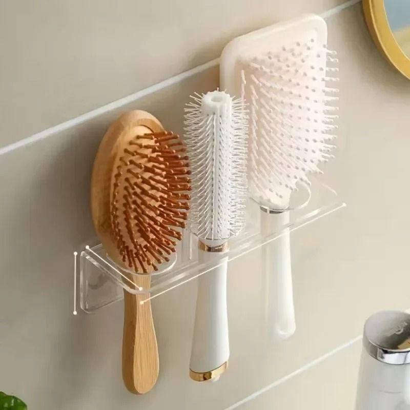 Clear Acrylic Comb Holder Organizer Wall Mounted Hair Brush Storage Shelf 0