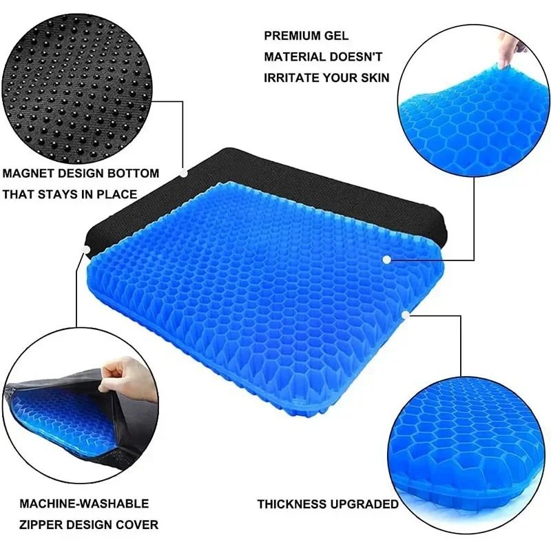 Double Thick Gel Seat Cushion For Pressure Relief And Breathable Comfort 9