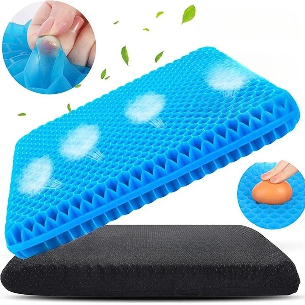 Double Thick Gel Seat Cushion For Pressure Relief And Breathable Comfort 0