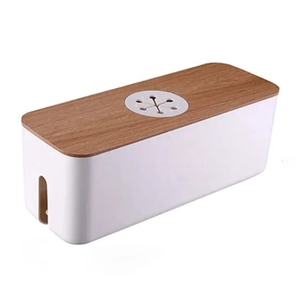 Wooden Cable Storage Box Charger Organizer For Home And Office 2