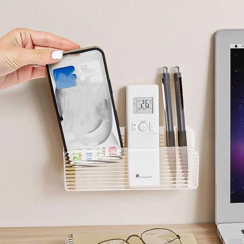 Wall Mounted Remote Control Storage Box Transparent Acrylic Organizer Shelf 5